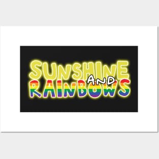 Sunshine and rainbows uplifting fun positive happiness quote Posters and Art